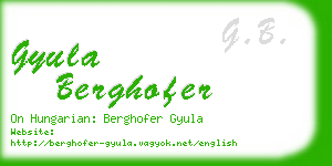 gyula berghofer business card